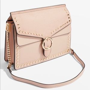 Topshop Peony Studded Nude Shoulder Bag